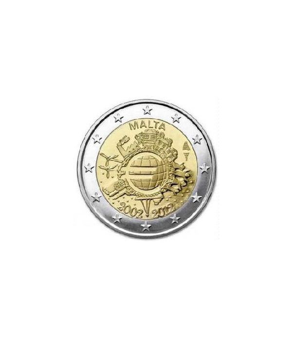 moneda Malta 2 euros 2012 "X ANIVERSARIO DEL EURO".