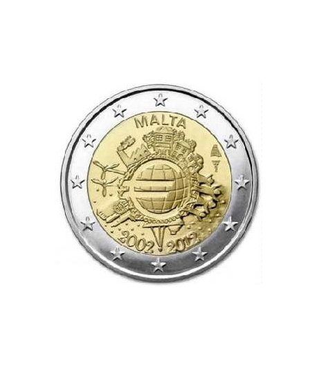 moneda Malta 2 euros 2012 "X ANIVERSARIO DEL EURO".