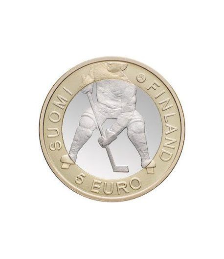moneda Finlandia 5 Euros 2012. Hockey sobre hielo.