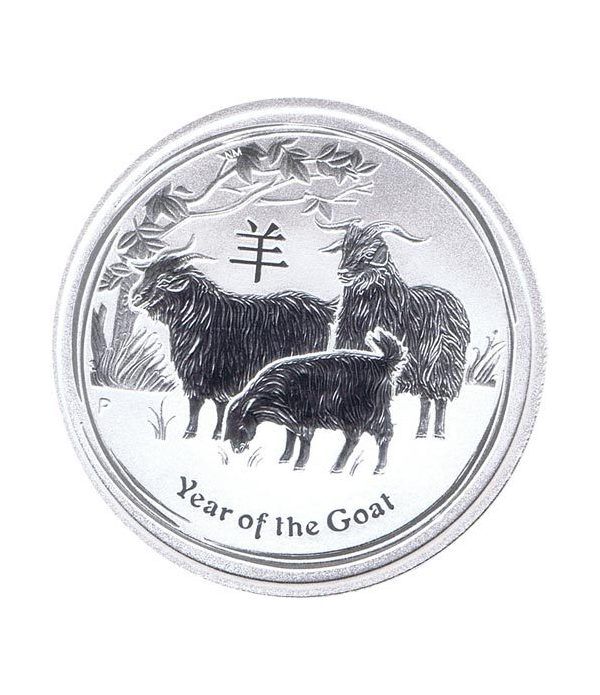 Moneda media onza de plata 1/2$ Australia Lunar 2015 cabra  - 1