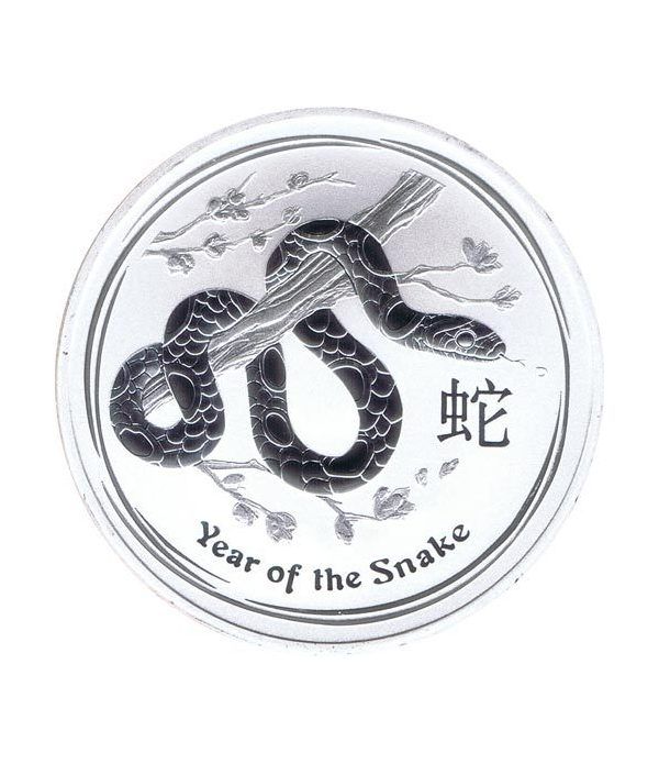 Moneda onza de plata 1$ Australia Lunar serpiente 2013  - 1