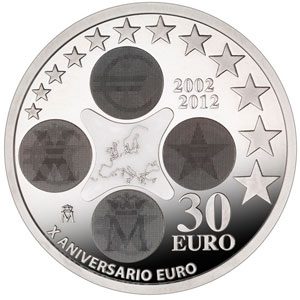 MONEDAS 12 20 30 EURO DE PLATA DE ESPAÑA 